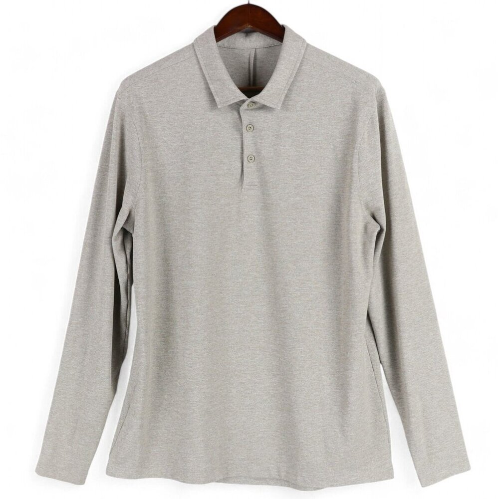 Lululemon Evolution Long Sleeve Polo Shirt Mens XL Heather Taupe Gray